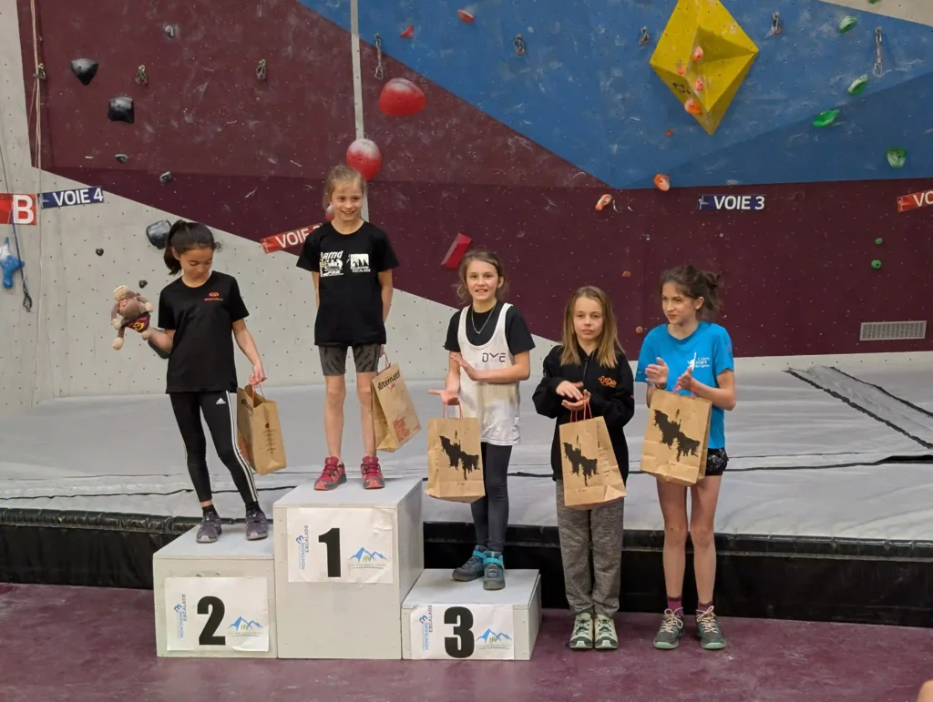 Podium du Championnat escalade U12 U14 – Diane 3e